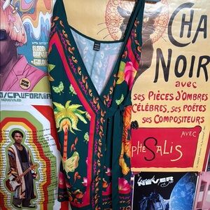 SHEIN Two Vibrant Green and Pink Mini Wrap Dresses